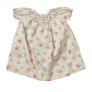 Lulu Bebe Floral Smocked Cotton Dress Baby Girl Size 24 Months